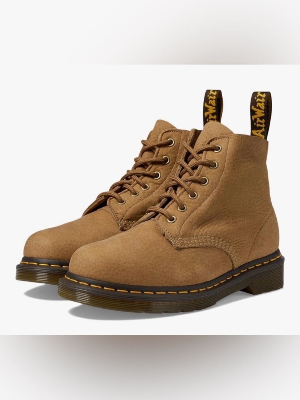 NWOT Dr. Martens 101 Unbound Tumbled Nubuck Brown Suede Leather Combat Boots